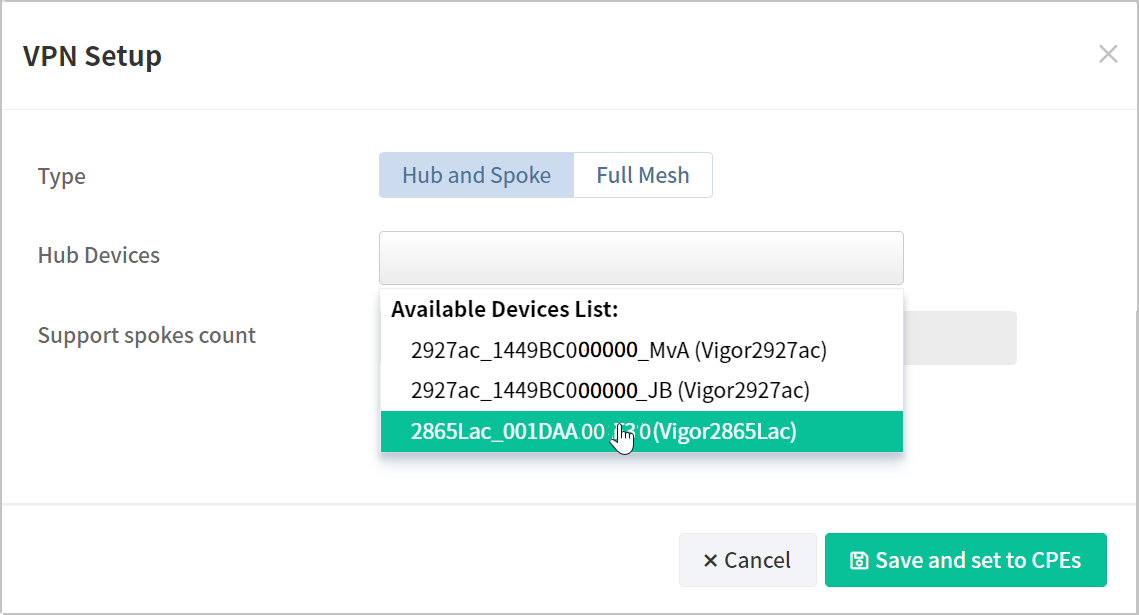 a screenshot of select the Hub(s)